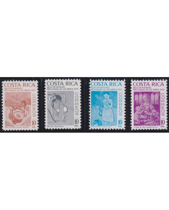 F-EX38268 COSTA RICA MNH 1975 CHRISTMAS NAVIDAD CHILDREN CITY DRAWING RELIGION.