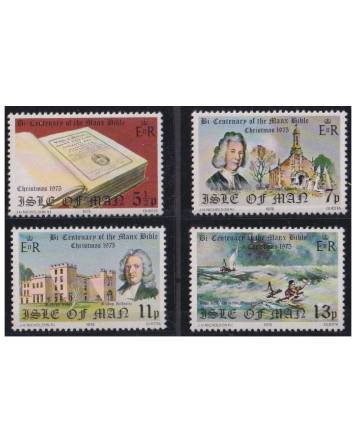 F-EX38277 UK MAN IS MNH 1975 CHRISTMAS NAVIDAD 200 ANIV MANX BIBLE RELIGION.