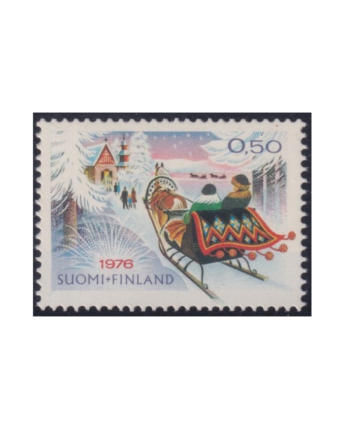 F-EX38290 SOUMI FINLAND MNH 1976 CHRISTMAS NAVIDAD SNOW DRAWING RELIGION.
