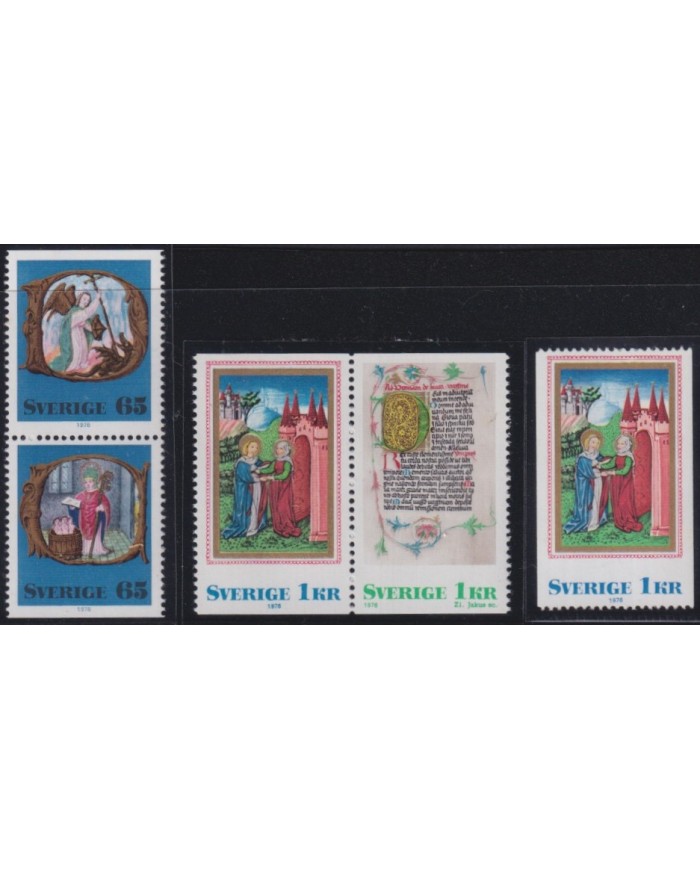 F-EX38291 SWEDEN MNH 1976 CHRISTMAS NAVIDAD ART MADONNA PAINTING BOOK MANUSCRIT.