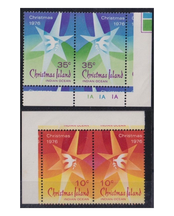 F-EX38294 CHRISTMAS IS MNH 1976 CHRISTMAS NAVIDAD PEACE PIGEON DRAWING RELIGION.