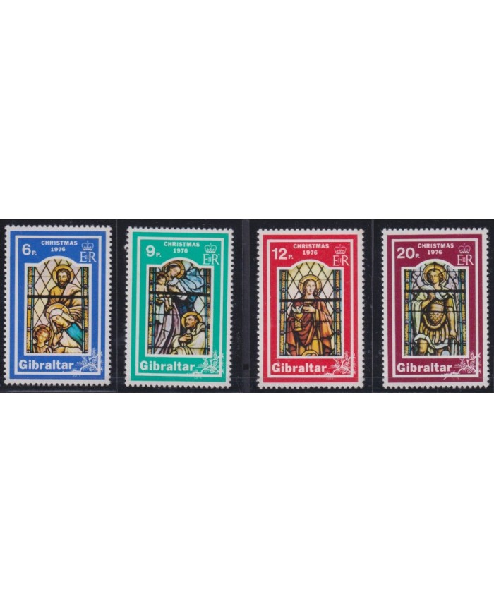F-EX38299 GIBRALTAR MNH 1976 CHRISTMAS NAVIDAD ART MADONNA STAINED GLASS.