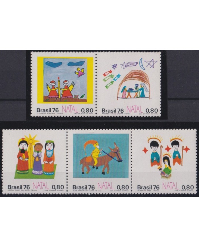 F-EX38311 BRAZIL BRASIL MNH 1976 CHRISTMAS NAVIDAD CHILD DRAWING RELIGION.