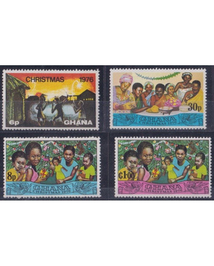 F-EX38312 GHANA MNH 1976 CHRISTMAS NAVIDAD CHILDREN DRAWING RELIGION.