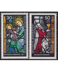 F-EX38325 GERMANY MNH 1977 CHRISTMAS NAVIDAD ART MADONNA STAINED GLASS.