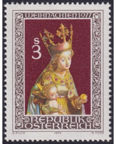 F-EX38326 AUSTRIA MNH 1977 CHRISTMAS NAVIDAD ART MADONNA SCULTURE RENAISSENCE.