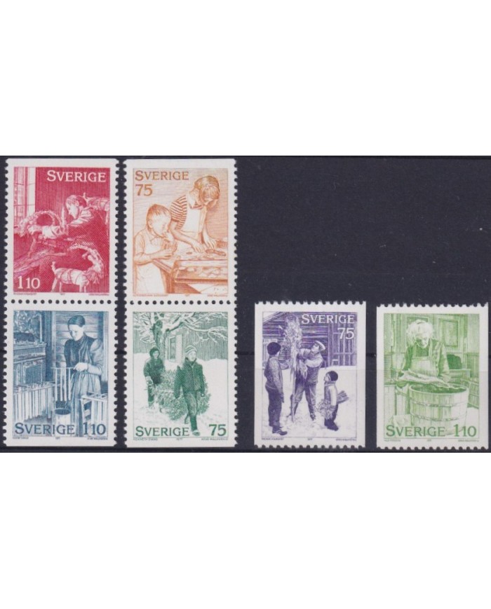 F-EX38332 SWEDEN SVERIGE MNH 1977 CHRISTMAS NAVIDAD WORK DRAWING RELIGION.