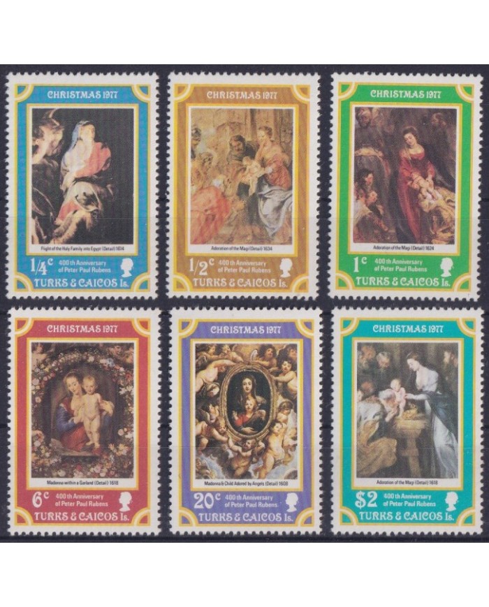 F-EX38352 TURKS & CAICOS MNH 1977 CHRISTMAS NAVIDAD ART MADONNA RUBENS PAINTING.