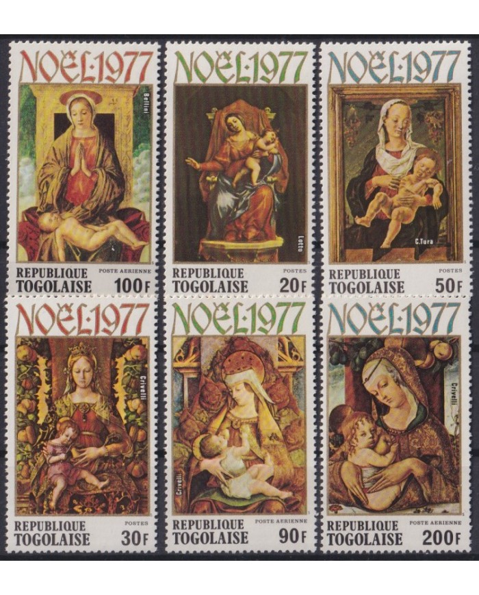 F-EX38366 TOGO MNH 1977 CHRISTMAS NAVIDAD ART MADONNA CRIVELLI BELLINI PAINTING RENAISSENCE.