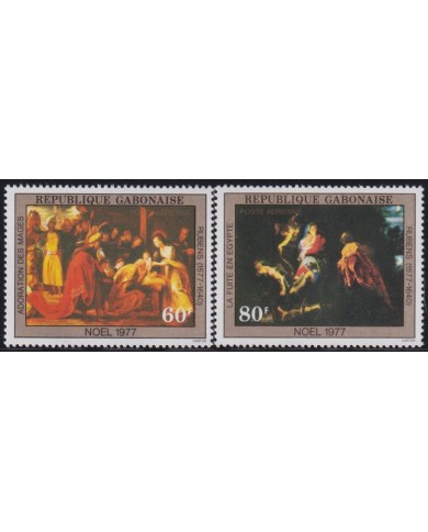 F-EX38374 GABON MNH 1977 CHRISTMAS NAVIDAD ART MADONNA PAINTING RUBENS.