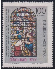 F-EX38379 ARGENTINA MNH 1977 CHRISTMAS NAVIDAD ART MADONNA STAINED GLASS.
