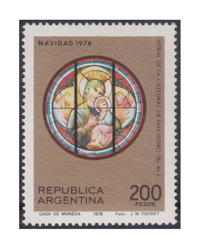 F-EX38402 ARGENTINA MNH 1978 CHRISTMAS NAVIDAD ART MADONNA STAINED GLASS.