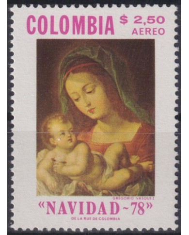 F-EX38404 COLOMBIA MNH 1978 CHRISTMAS NAVIDAD ART MADONNA GREGORIO VASQUEZ.
