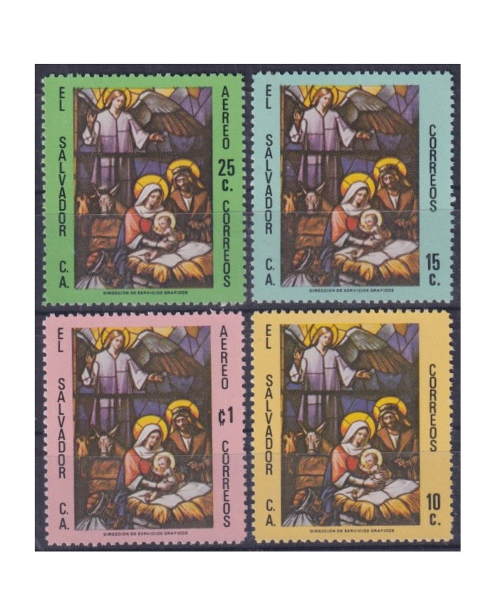 F-EX38406 EL SALVADOR  MNH 1978 CHRISTMAS NAVIDAD ART MADONNA STAINED GLASS.