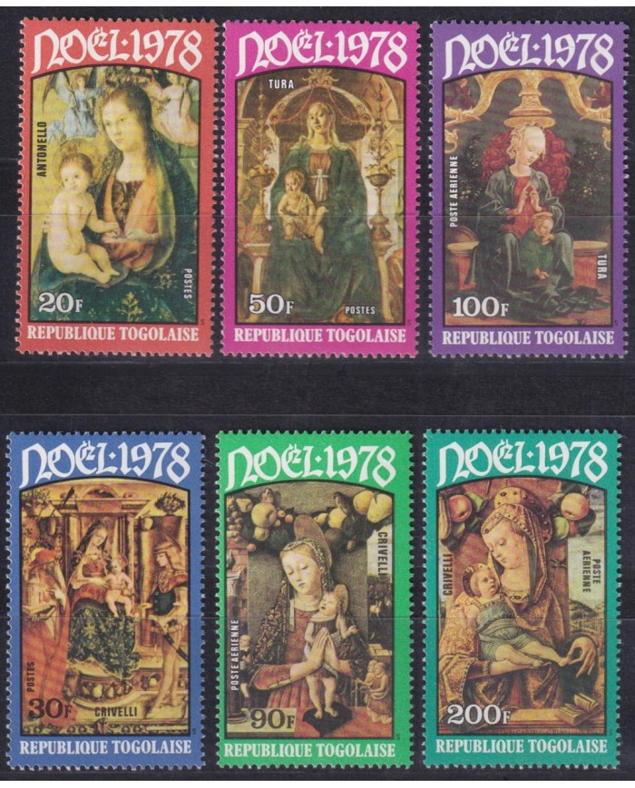 F-EX38443 TOGO MNH 1978 CHRISTMAS NAVIDAD ART MADONNA LOTTO TURA CRIVELLI ANTONELLO RENAISSENCE.