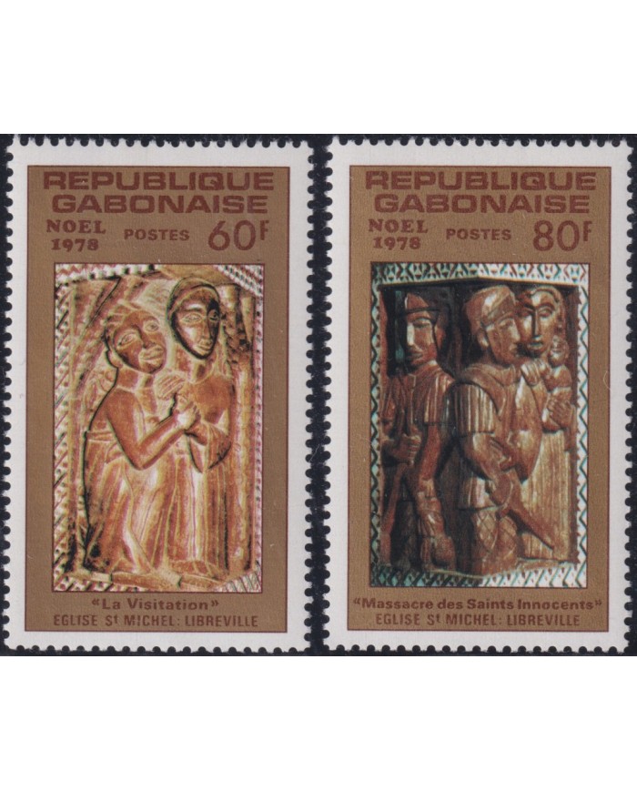 F-EX38449 GABON MNH 1978 CHRISTMAS NAVIDAD ART ST MICHEL CHURCH SCULTURE.