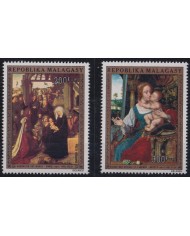 F-EX38452 MADAGASCAR MNH 1974 CHRISTMAS NAVIDAD ART MADONNA DAVID METZYS PAINTING RENASSENCE.