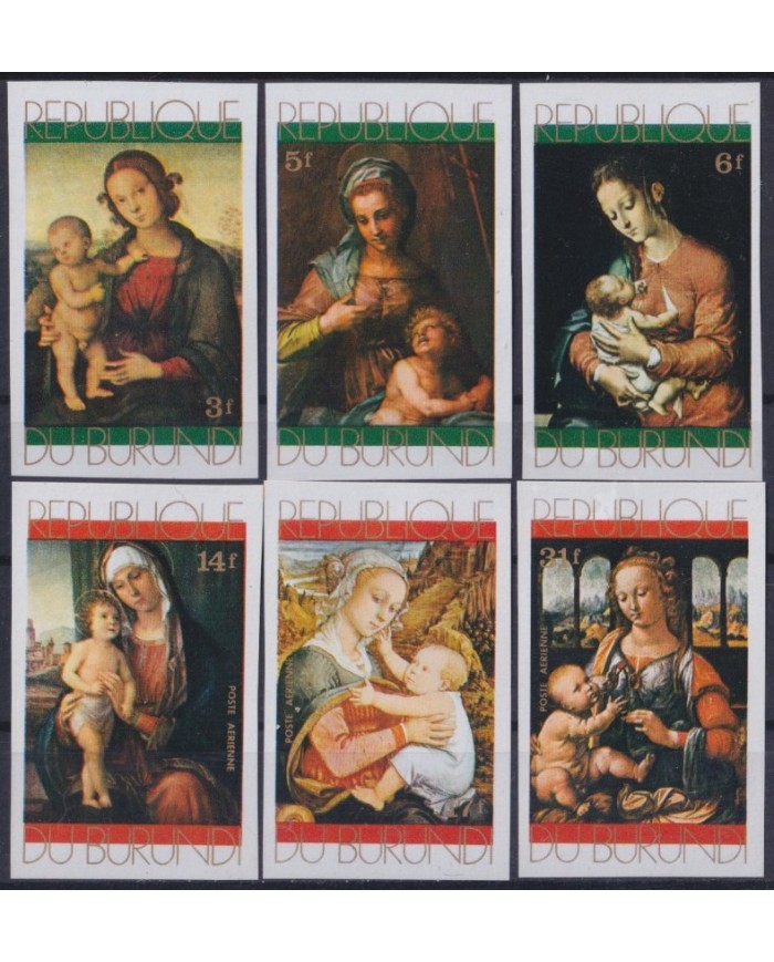 F-EX38455 BURUNDI MNH 1971 CHRISTMAS NAVIDAD ART MADONNA IMPERF PAINTING RENASSENCE.
