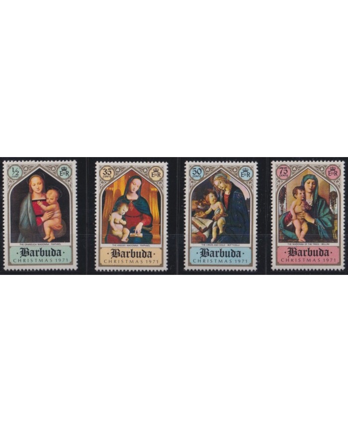F-EX38458 BARBUDA MNH 1971 CHRISTMAS NAVIDAD ART MADONNA BELLINI BOTTICELLI RAPHAEL PAINTING RENASSENCE.