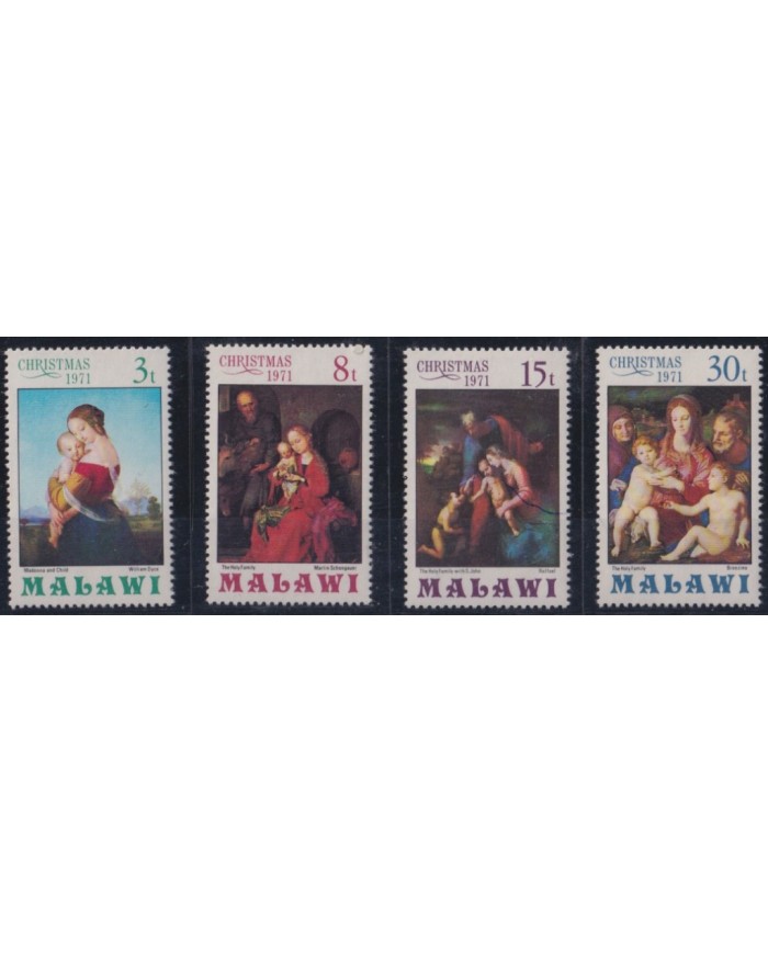 F-EX38459 MALAWI MNH 1971 CHRISTMAS NAVIDAD ART MADONNA RAPHAEL PRONZINO PAINTING RENASSENCE.