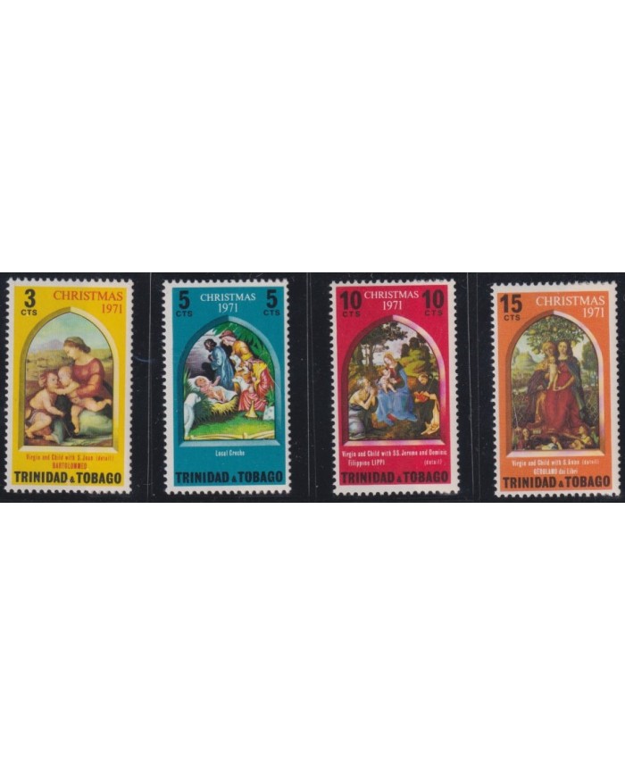 F-EX38467 TRINIDAD & TOBAGO MNH 1971 CHRISTMAS NAVIDAD ART BARTOLOMMEO GEROLAMO DEI LIBRI PAINTING RENASSENCE.
