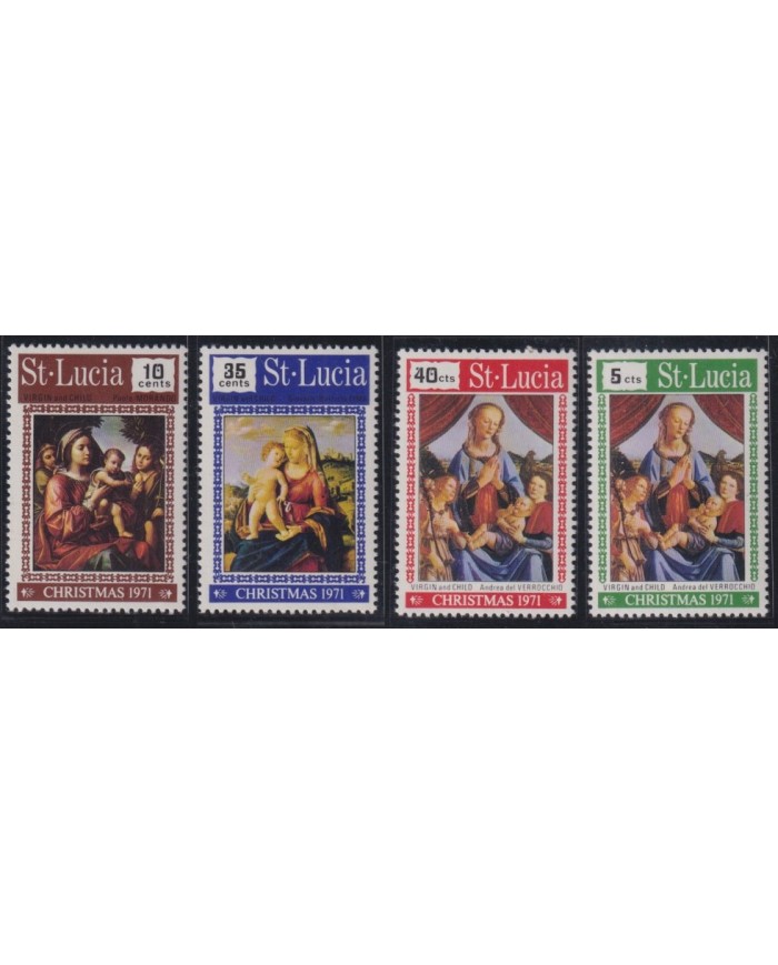 F-EX38468 ST LUCIA MNH 1971 CHRISTMAS NAVIDAD ART MADONNA ANDREA VERROCCHIO PAINTING RENASSENCE.