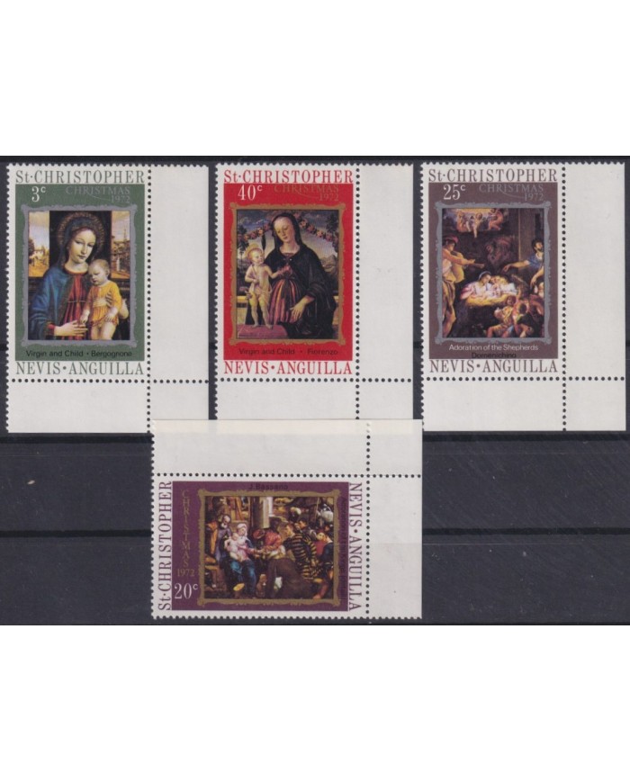 F-EX38477 NEVIS ANGUILLA MNH 1972 CHRISTMAS NAVIDAD ART BASSANO FIORENZO PAINTING RENASSENCE.