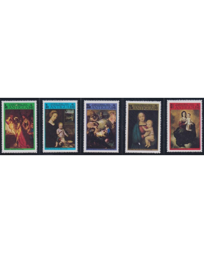 F-EX38479 ANTIGUA MNH 1973 CHRISTMAS NAVIDAD ART MURILLO STONMER RAPHAEL DAVID RENAISSANCE MADONNA.