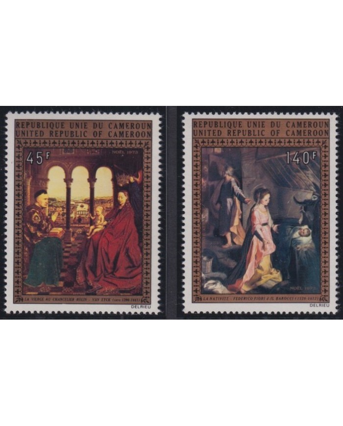 F-EX38485 CAMEROOUN  MNH 1973 CHRISTMAS NAVIDAD ART FEDERICO FIORI VAN EYCK RENAISSANCE MADONNA PAINTING.