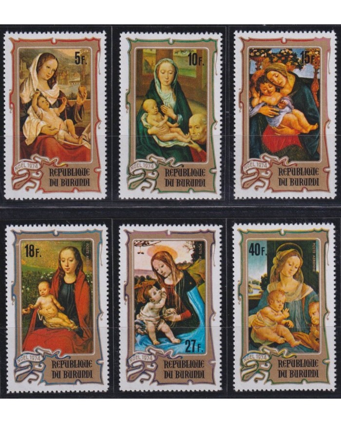F-EX38487 BURUNDI MNH 1974 CHRISTMAS NAVIDAD ART RENAISSANCE MADONNA PAINTING.