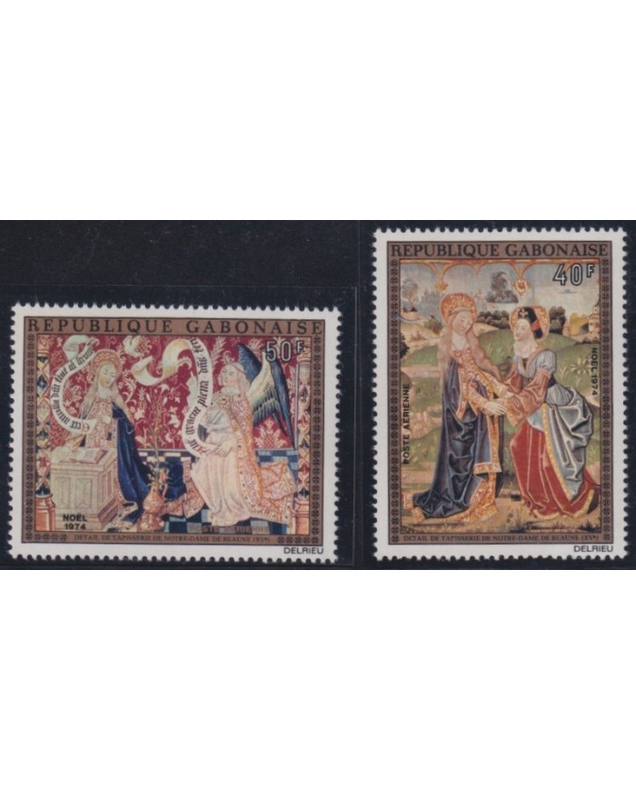 F-EX38490 GABON MNH 1974 CHRISTMAS NAVIDAD ART TAPESTRIES BEUNE MADONNA PAINTING.