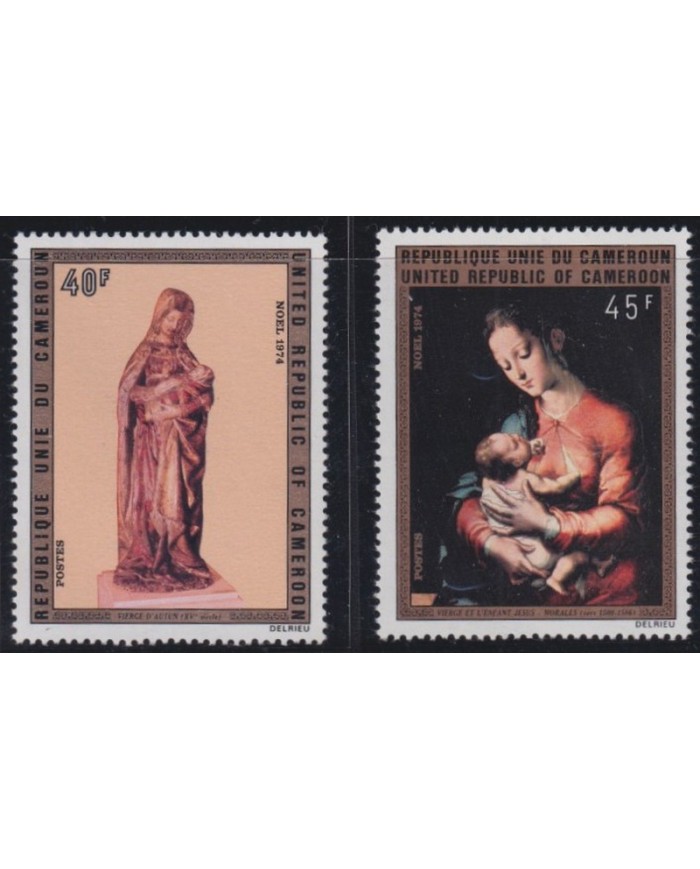 F-EX38492 CAMEROUN CAMERUN MNH 1974 CHRISTMAS NAVIDAD ART MORALES MADONNA PAINTING.