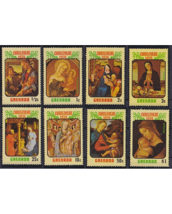F-EX38495 GRENADA MNH 1974 CHRISTMAS NAVIDAD MANTEGNA VAN DER WEYDEN MADONNA PAINTING.