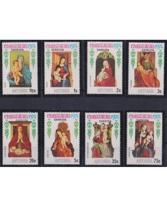 F-EX38496 BARBUDA MNH 1974 CHRISTMAS NAVIDAD MANTEGNA ALVISE VIVARINI MADONNA PAINTING.