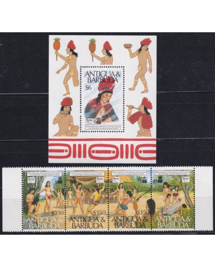 F-EX38503 ANTIGUA & BARBUDA MNH 1990 UPAE DISCOVERY INDIAN ARCHEOLOGY.