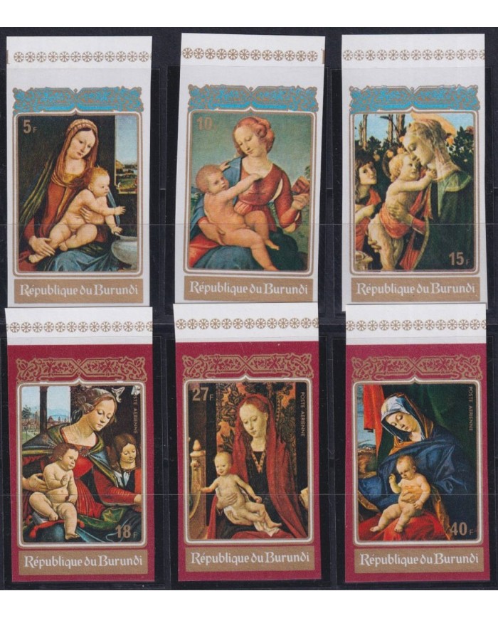 F-EX38511 BURUNDI MNH 1972 CHRISTMAS NAVIDAD ART MADONNA IMPERF PAINTING RENASSENCE.