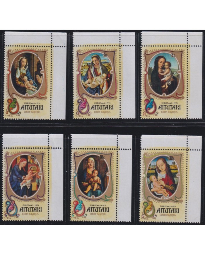 F-EX38517 AITUTAKI MNH 1974 CHRISTMAS NAVIDAD ART RENAISSENCE MADONNA PAINTING.