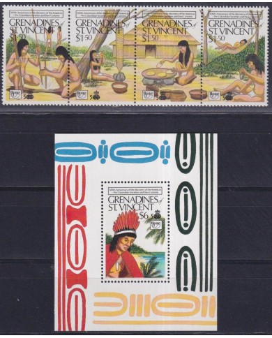 F-EX38539 GRENADINES & ST VINCENT MNH 1989 UPAE DISCOVERY COLUMBUS INDIAN ARCHEOLOGY.