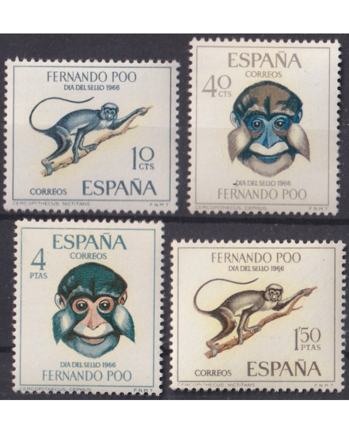 F-EX40308 ESPAÑA SPAIN FERNANDO POO MNH 1966 STAMPS DAYS MONKEY MONOS SIMIOS.