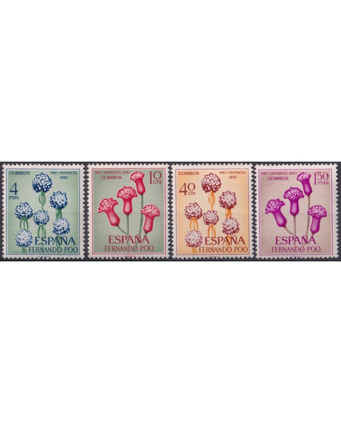 F-EX40310 ESPAÑA SPAIN FERNANDO POO MNH 1967 PRO- INFANCIA CHILD FLOWER FLORES.