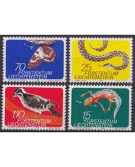 F-EX40293 LIECHTENTEIN 1974 MNH WWF FAUNA BUTTERFLIES LIZARD BIRD SNIKE AVES PAJAROS.
