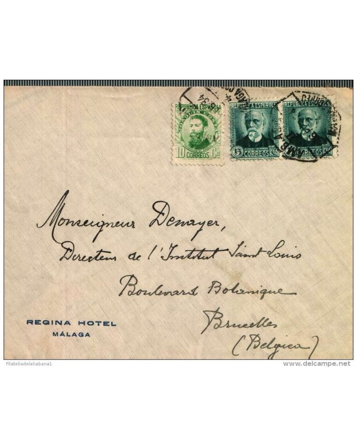 F-EX282 SPAIN ESPAÑA HOTEL REGINA. MALAGA. AMBULANTE. 1934