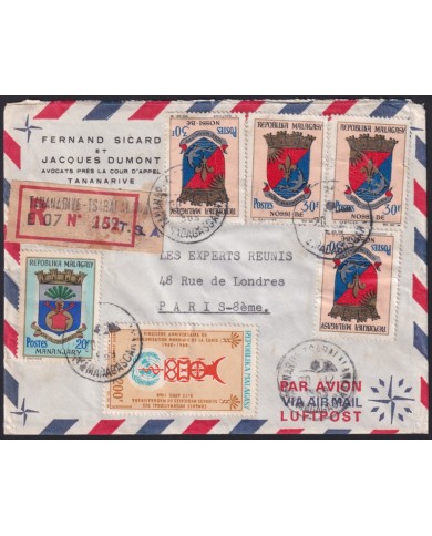 Z155 MADAGASCAR 1971 REGISTERED COVER TO FRANCE.