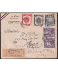 Z166 PARAGUAY 1949 REGISTERED COVER TO GERMANY FORWARDED TO COBURG.