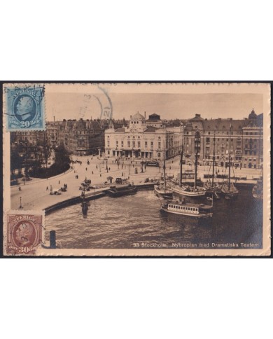 Z174 SWEDEN SVERIGE 1913 POSTCARD TO SPAIN POSTAGE DUE.