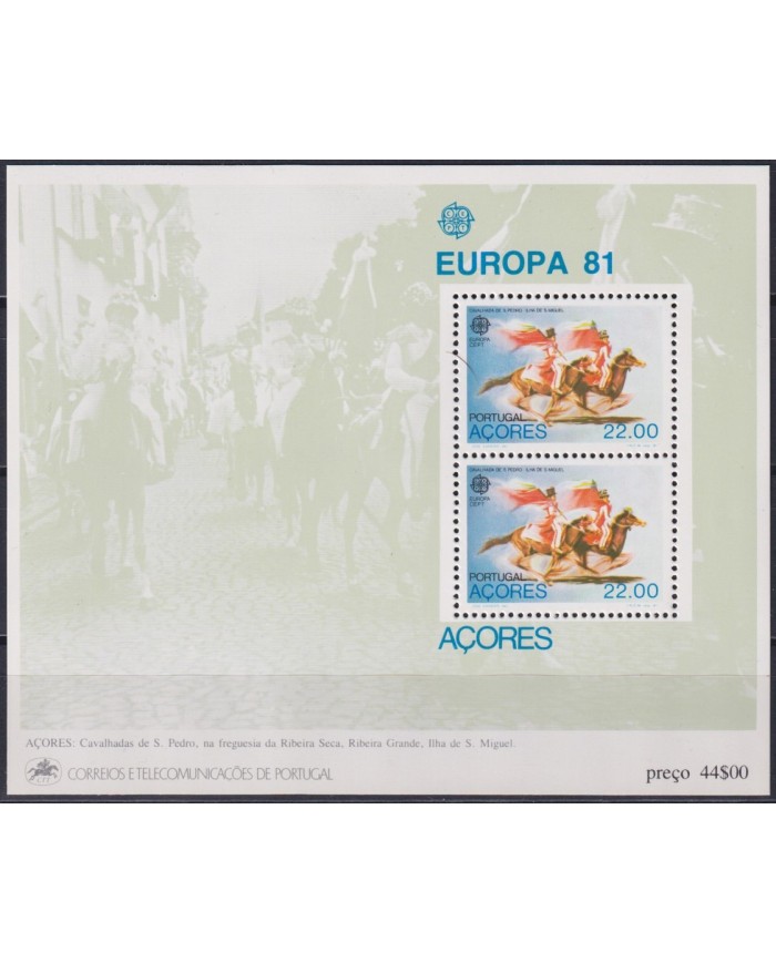 F-EX40182 PORTUGAL AZORES MNH 1981 EUROPA HORSE EQUESTRIAN.