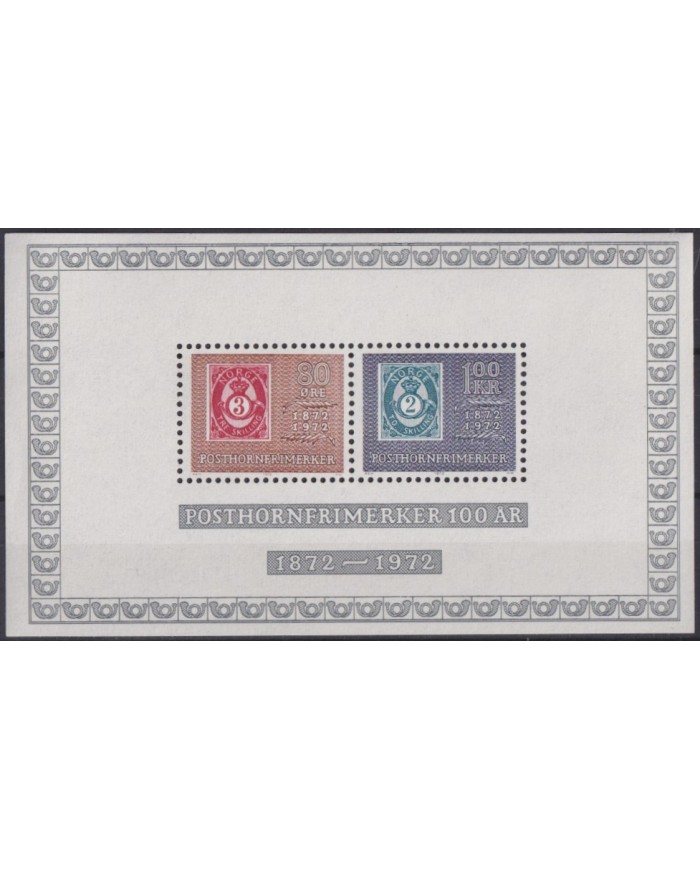 F-EX40342 NORWAY NORGE NOREG MNH 1972 CENTENARY OF STAMP.