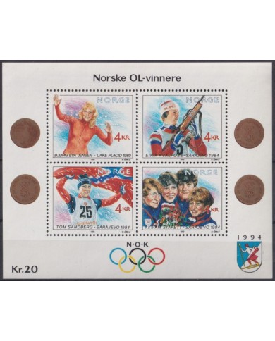 F-EX40313 NORWAY NORGE NOREG MNH 1989 WINTER OLYMPIC GAMES LAKE PLACID SARAJEVO.