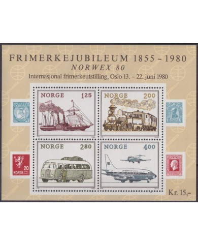 F-EX40340 NORWAY NORGE NOREG MNH 1980 NORWEX SHIP RAILROAD BUS AVION AIRPLANE.