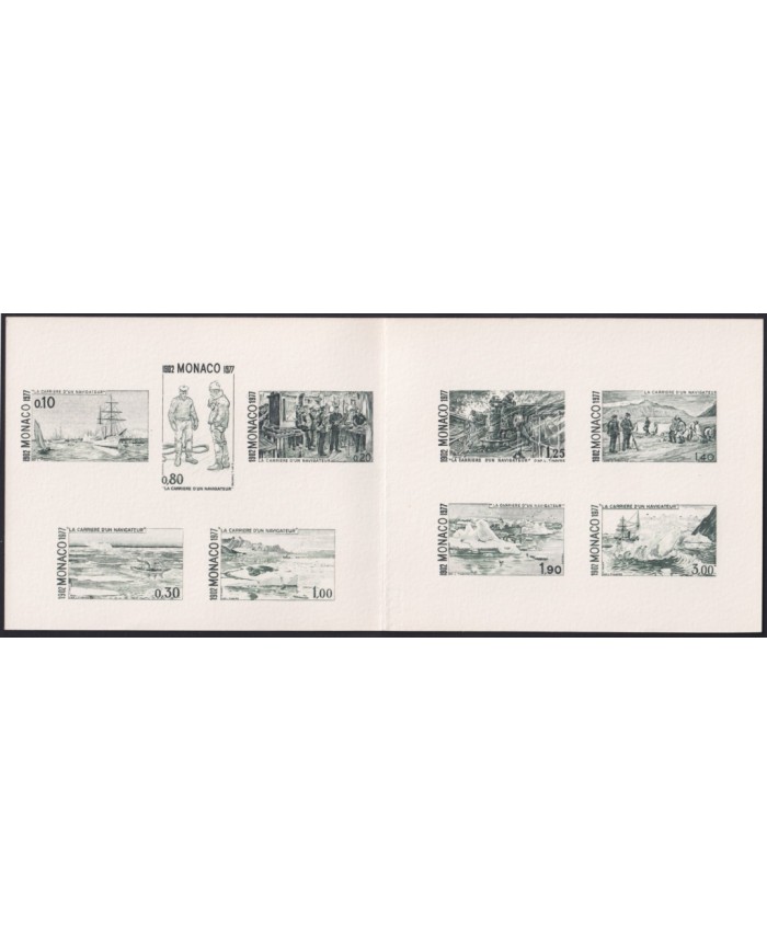 F-EX40404 MONACO 1977 PROOF OFFICIAL SET NAVIGATOR SHIP BARCOS IN CARBOARD.